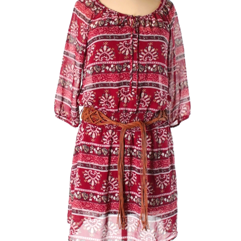 W.F. boho sheer belted dress